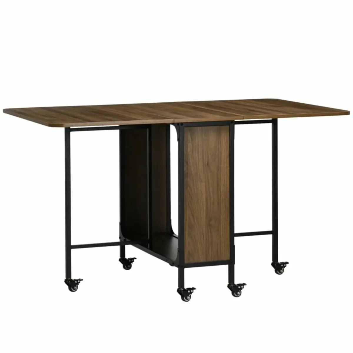 Six-Person Drop Leaf Dining Table - Brown/Black - Image 1