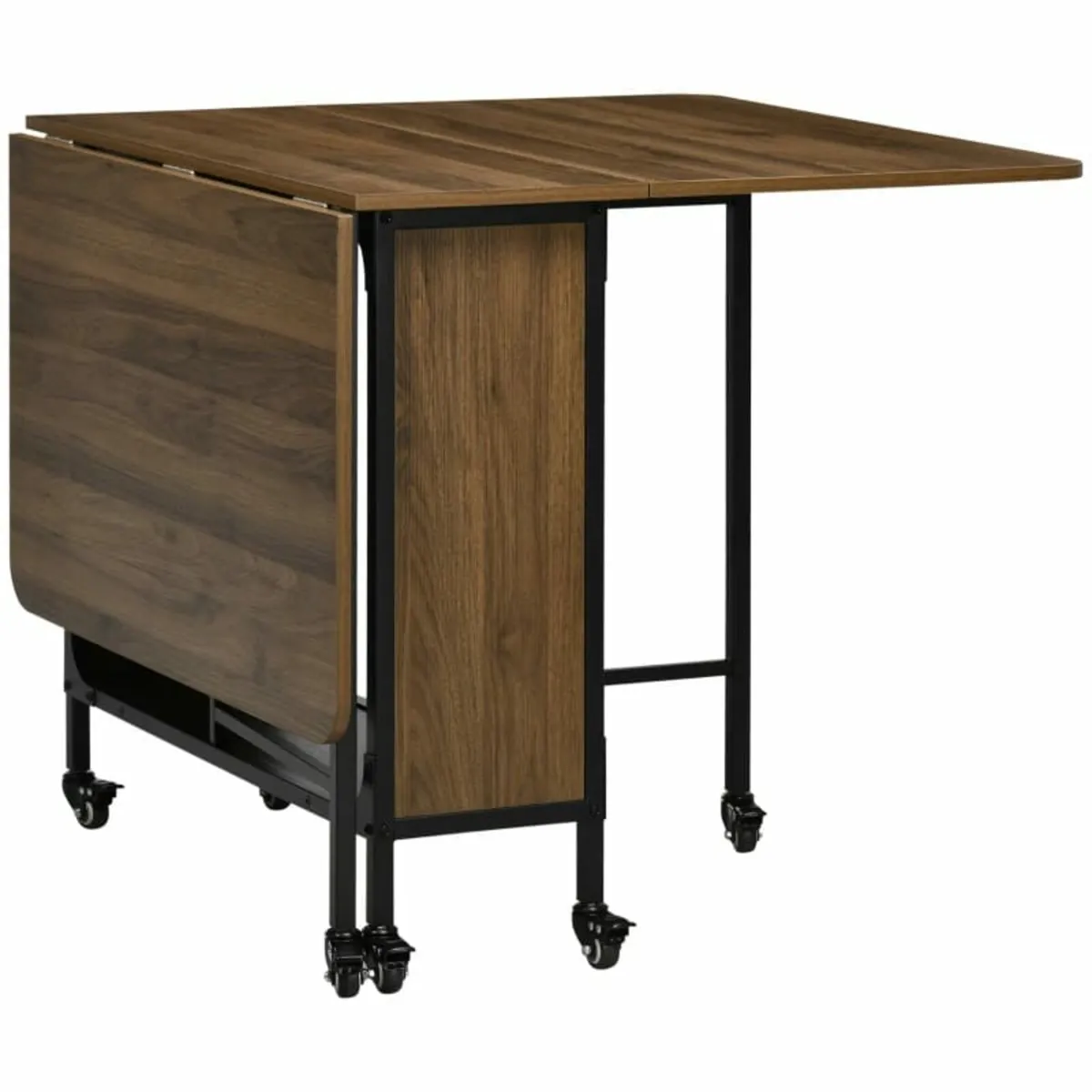 Six-Person Drop Leaf Dining Table - Brown/Black - Image 2