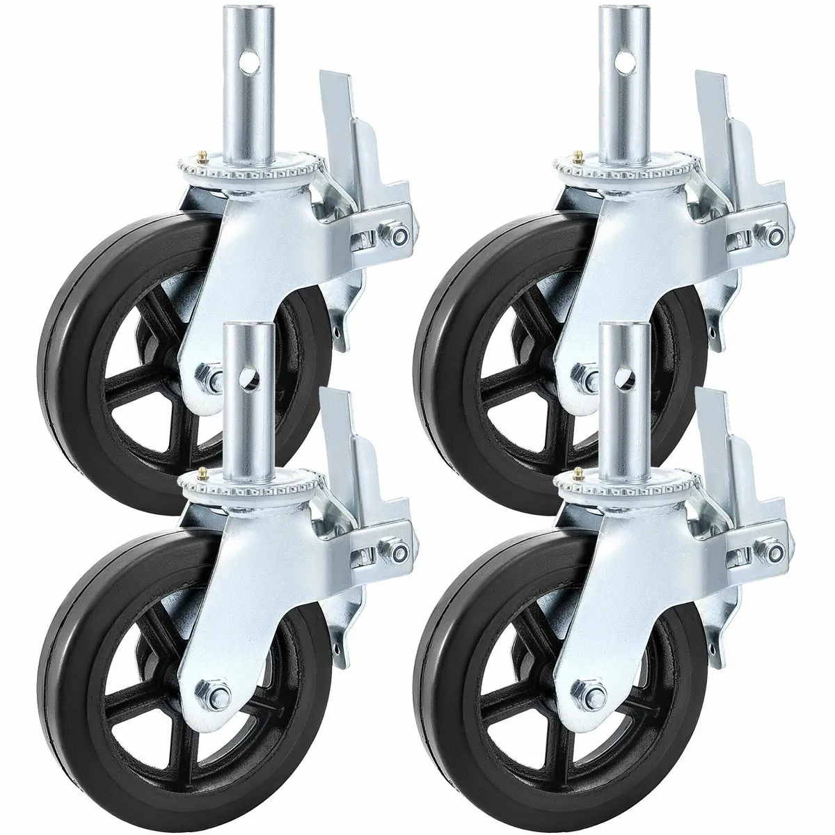 4 Pack 8" x 2" Heavy Duty Scaffolding Rubber Swive - Image 1