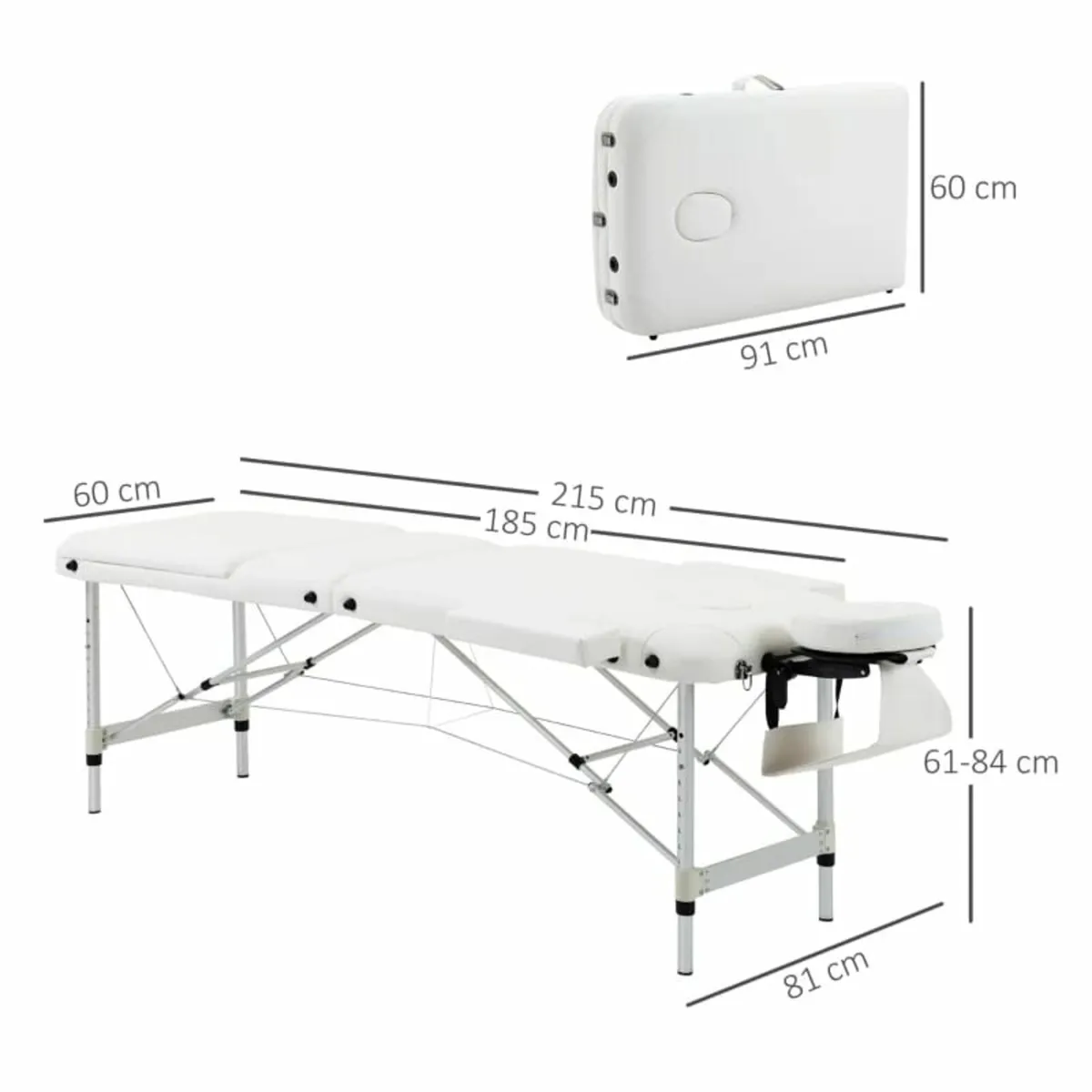 Mobile 3-Zone Folding Massage Table with Headrest - Image 4