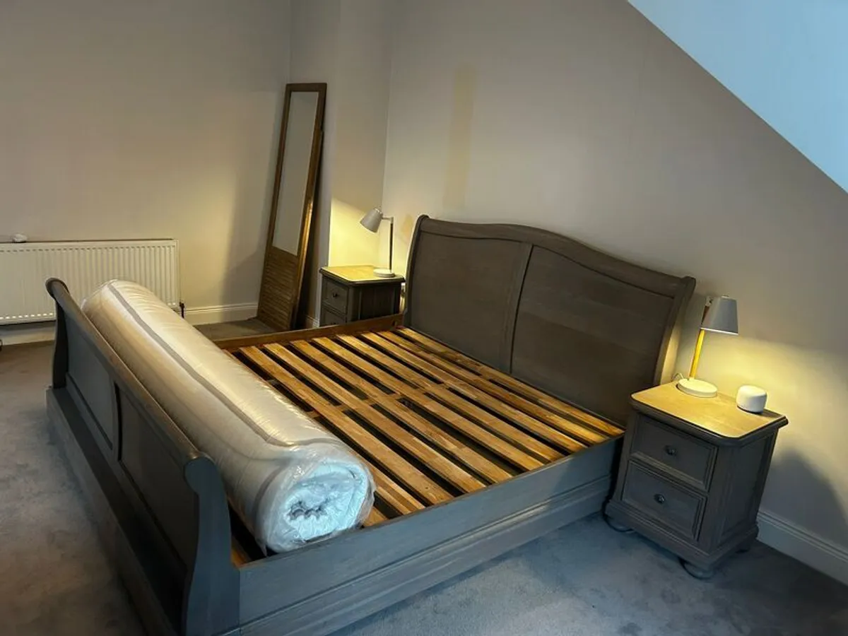 Super King Bed Frame / Lockers / Mirror - Image 1