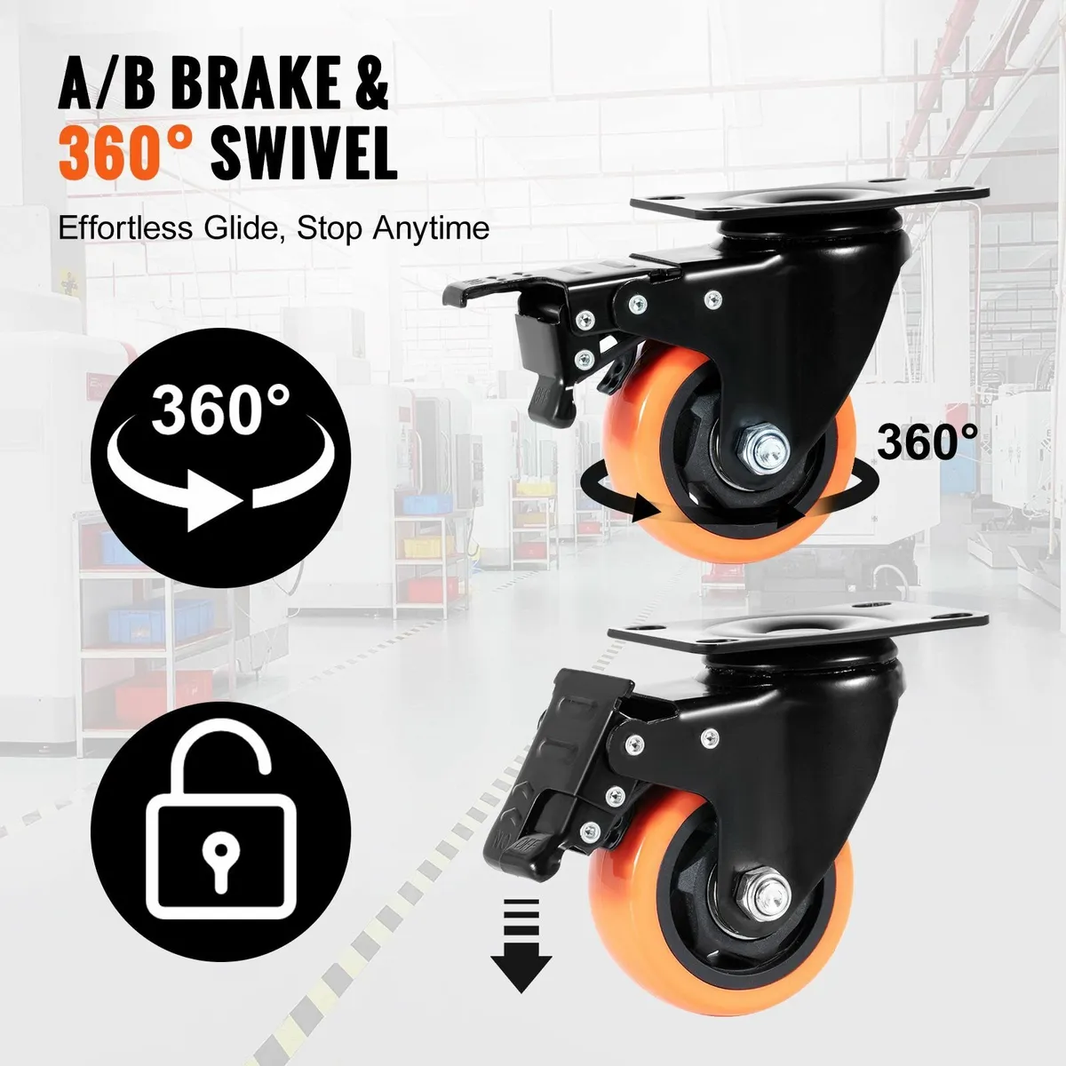 4 Pack Leveling Casters GD-40F Plate Mounted - Image 2