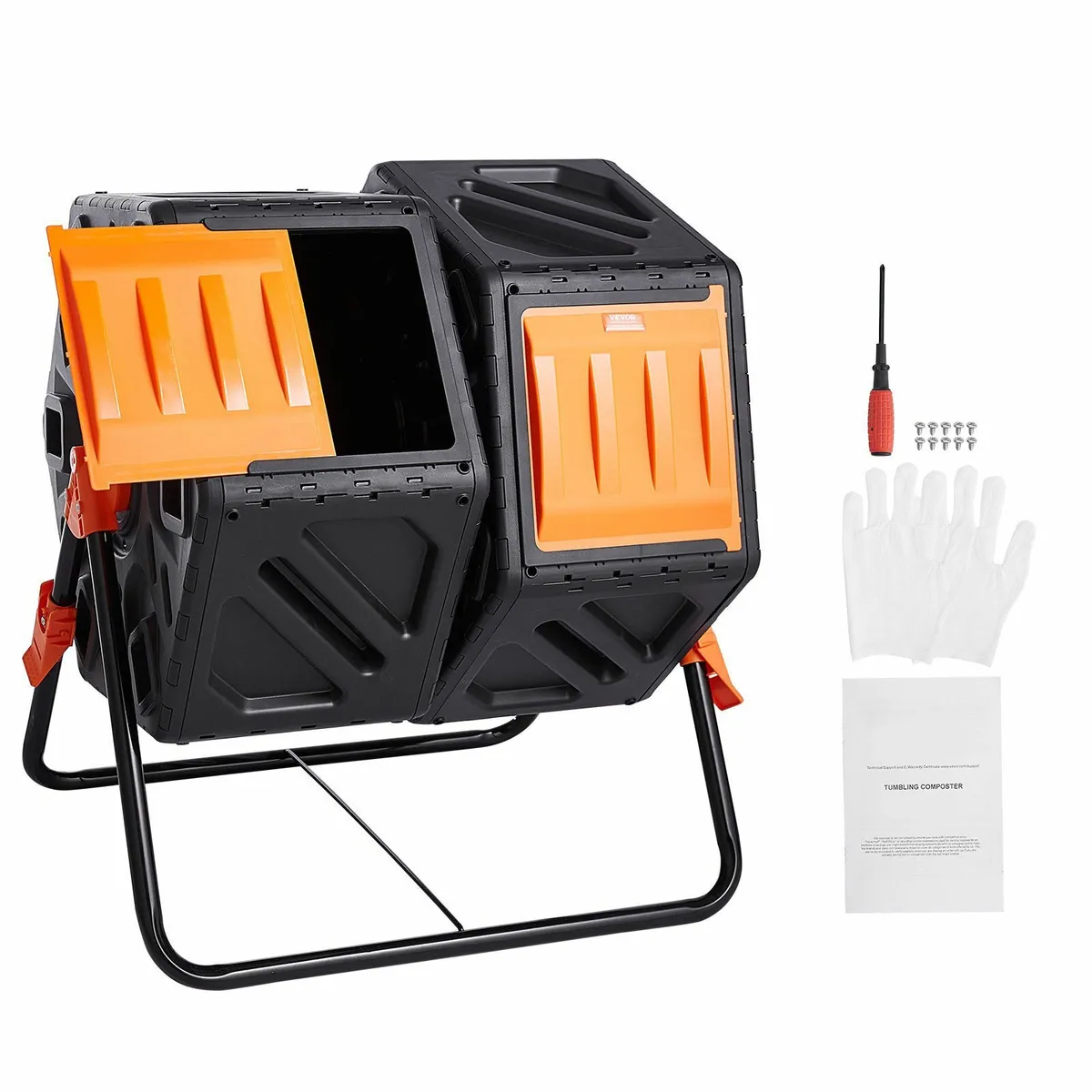 Compost Bin, 37-Gal Dual Chamber Composting Tumble - Image 1