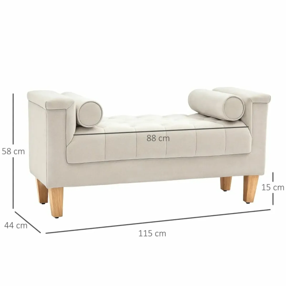 Upholstered bench, vintage design, 2 cushions, che - Image 3