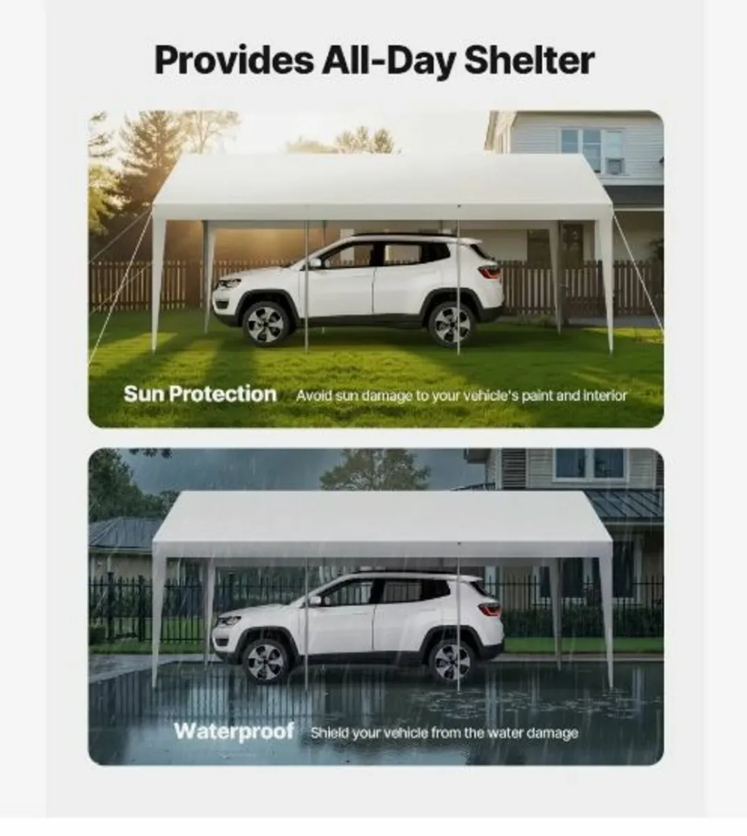 Carport, 10 x 20 FT Outdoor Car Canopy - Image 3