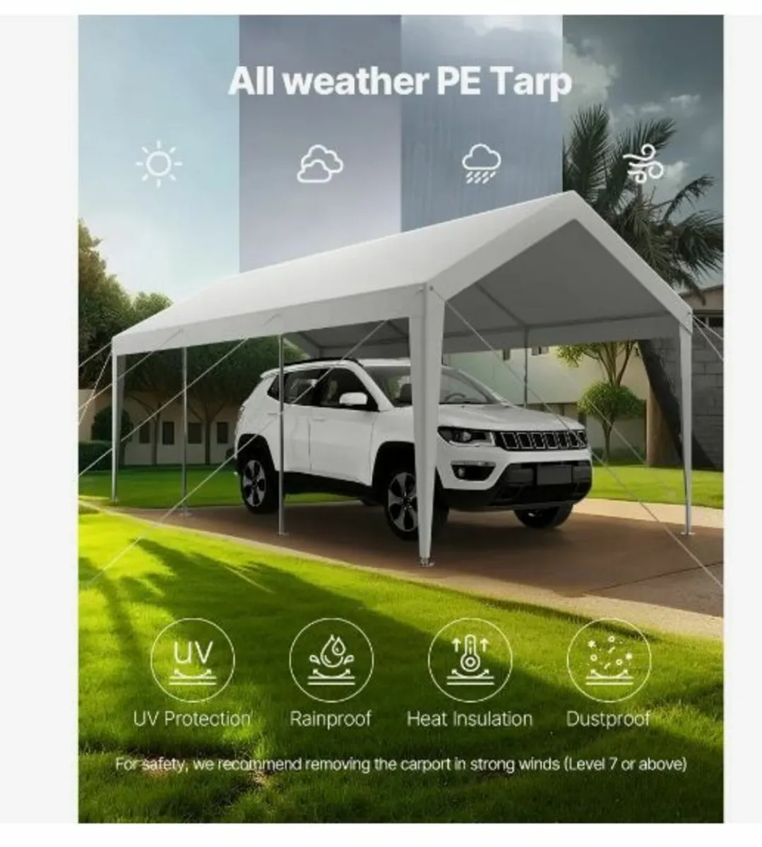 Carport, 10 x 20 FT Outdoor Car Canopy - Image 4