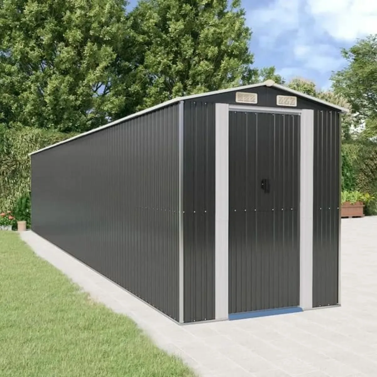 Garden Shed Anthracite 192x1021x223 cm Galvanised - Image 1