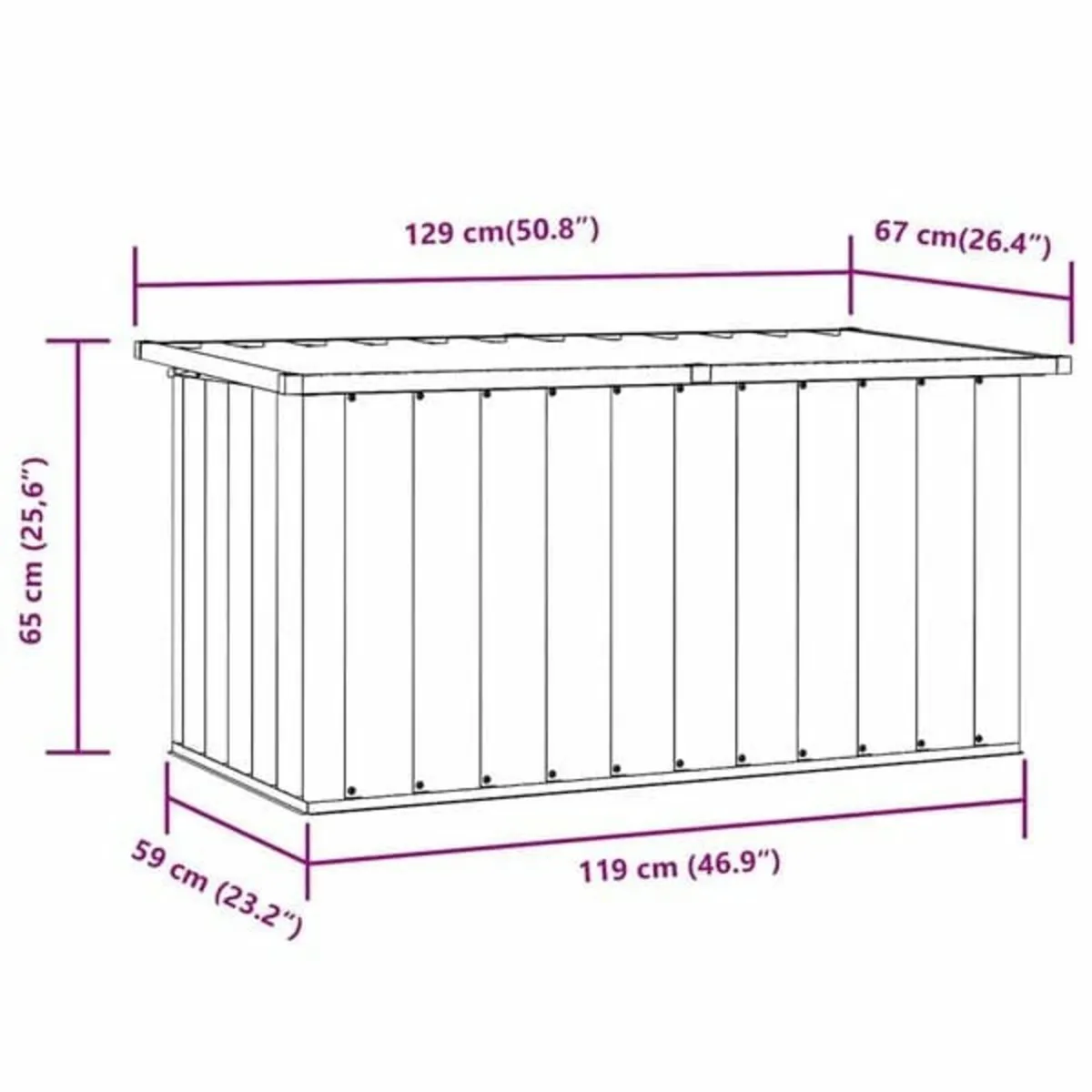 Garden Storage Box Anthracite 129x67x65 cm - Image 4