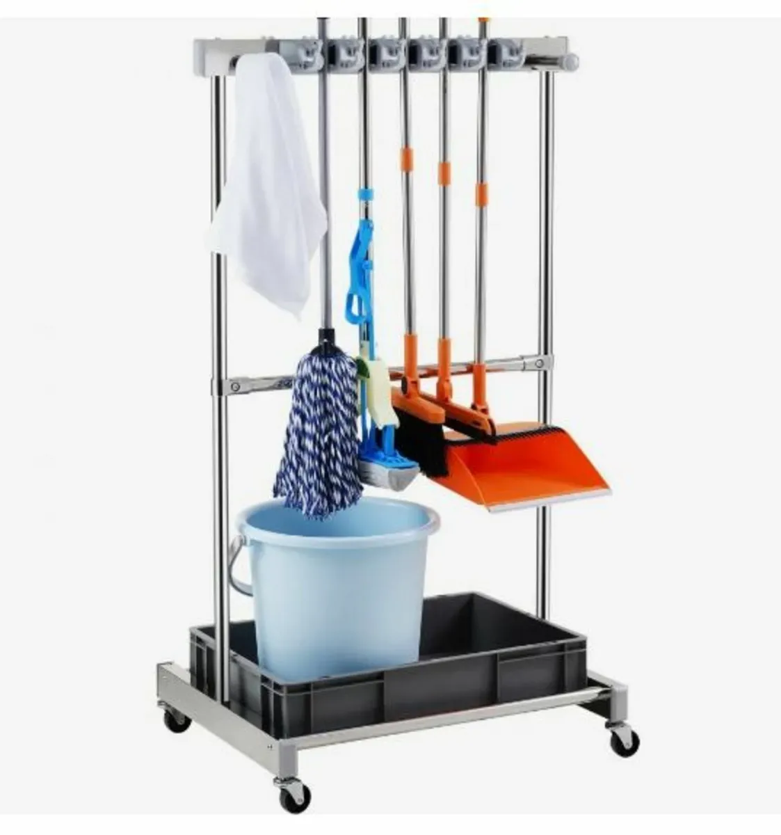 Garden Tool Organizer, 10 Slots with Hooks - Image 1