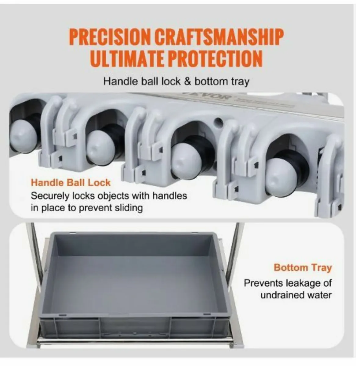 Garden Tool Organizer, 10 Slots with Hooks - Image 3