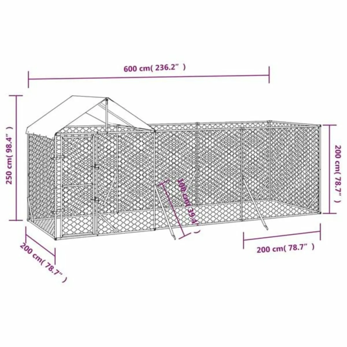 Outdoor Dog Kennel with Roof Silver 6x2x2.5 m Galv - Image 3