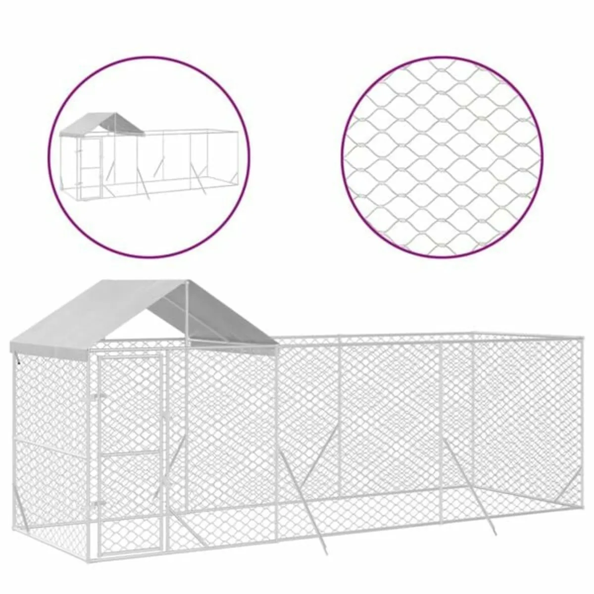 Outdoor Dog Kennel with Roof Silver 6x2x2.5 m Galv - Image 4
