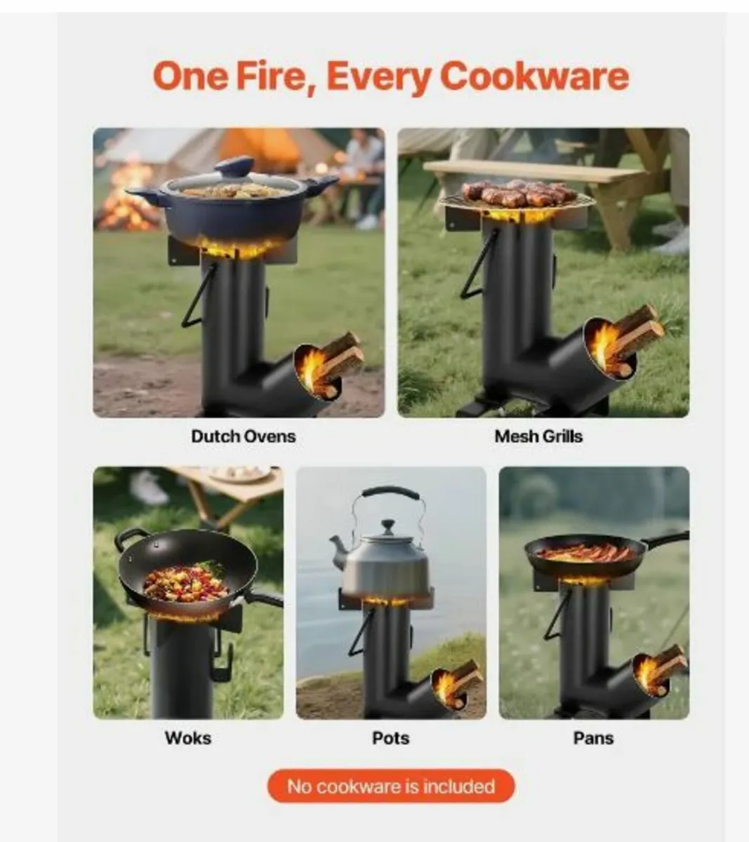 Camping Rocket Stove, Wood Burning - Image 2