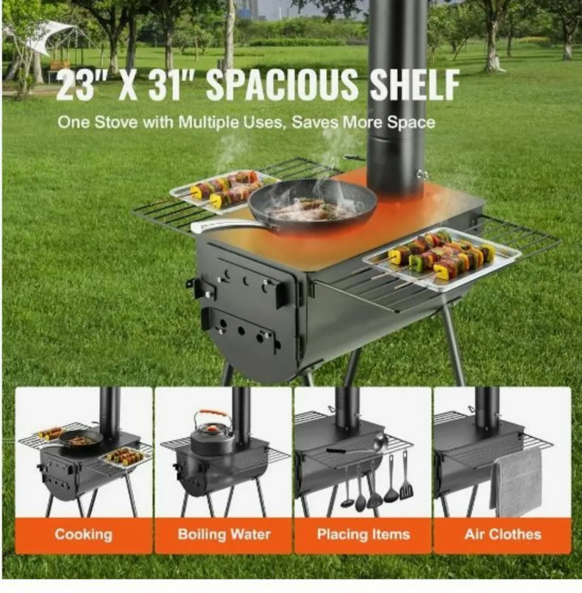 Wood Stove, 3 m, Alloy Steel Camping - Image 3