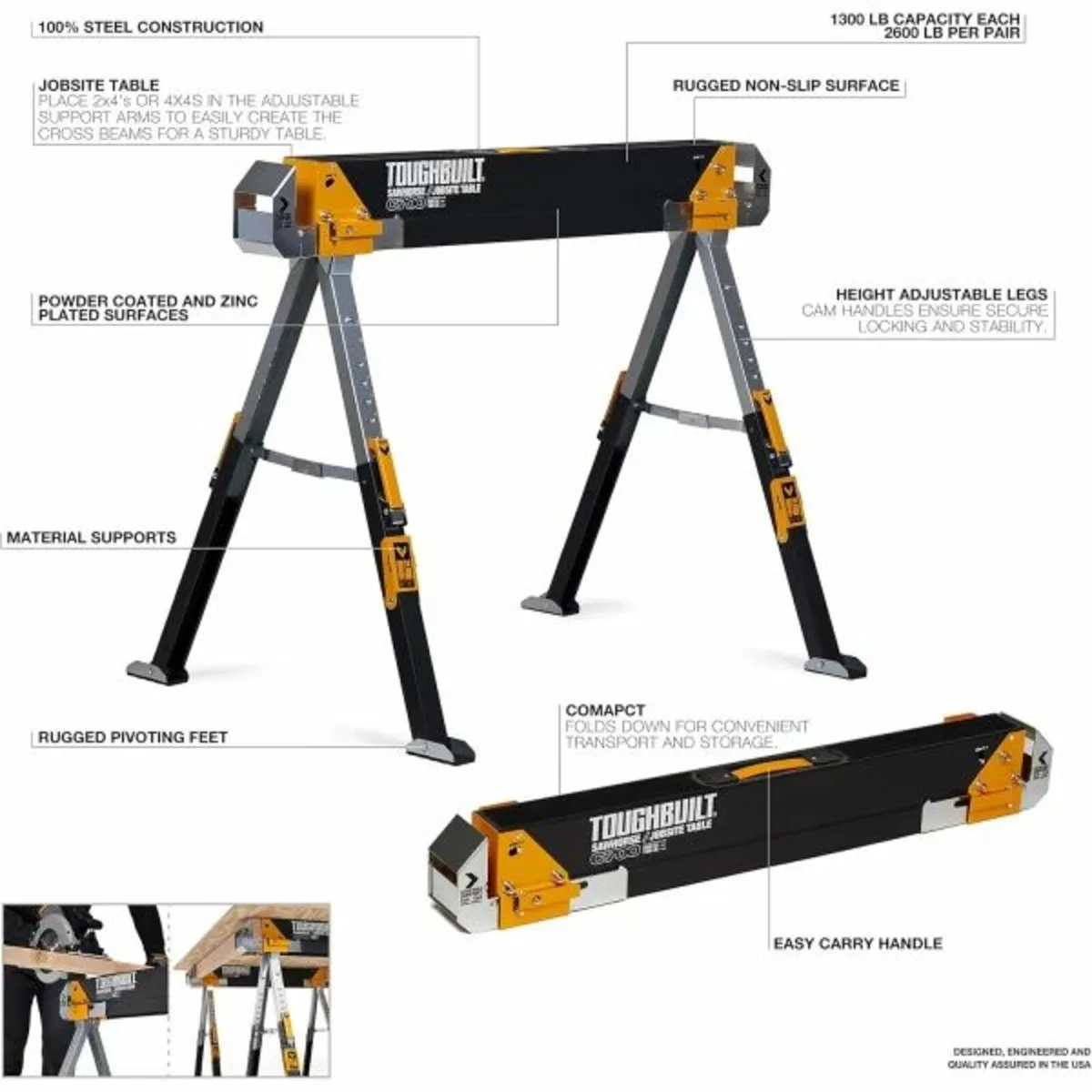 ToughBuilt C700-2 Sawhorse / Jobsite Table - Image 3