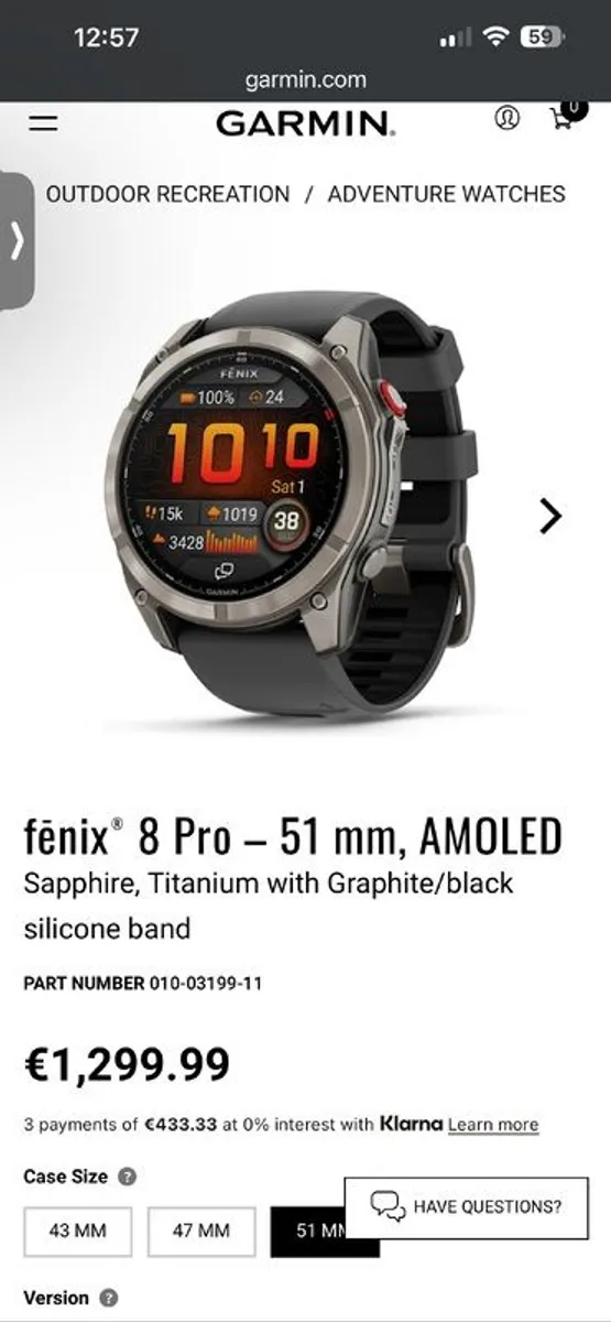 Garmin Fenix 8 Pro - 51mm Sapphire / Titanium (brand New Watch & Model) GRAPHITE / BLACK - Image 1