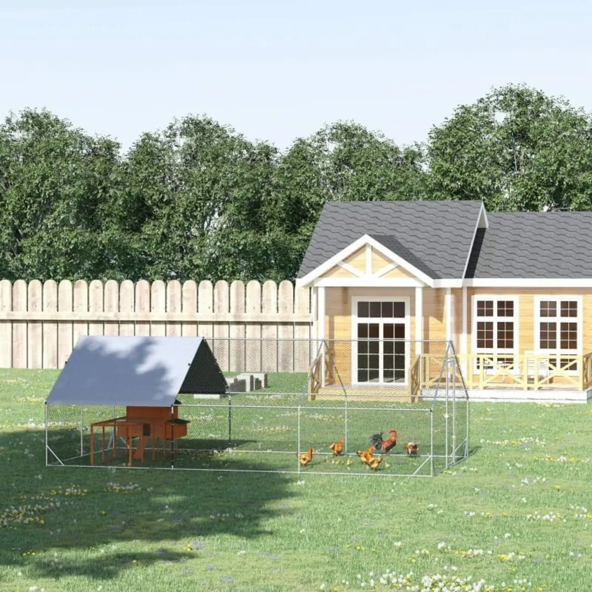 Galvanised Walk In Chicken Run w/ Cover 6 x 3 x 2m - Image 3