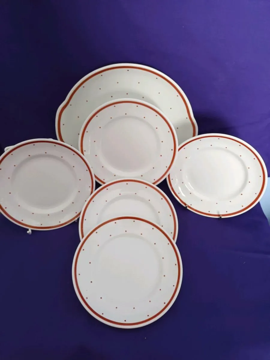 6 Piece " SUSIE COOPER "  Polka Dot  Cake Set - Image 1