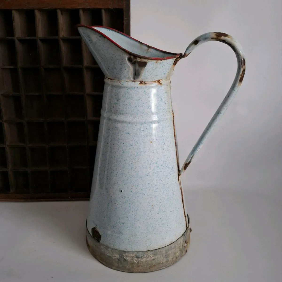 Large French Enamel Pitcher - Image 1