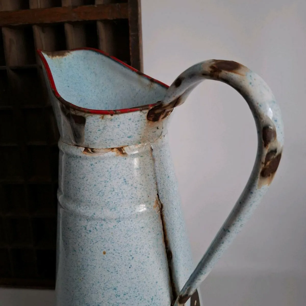 Large French Enamel Pitcher - Image 2