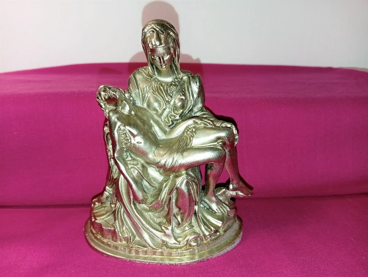 Vintage Italian Cast Metal-gold Finish Religious - Image 1