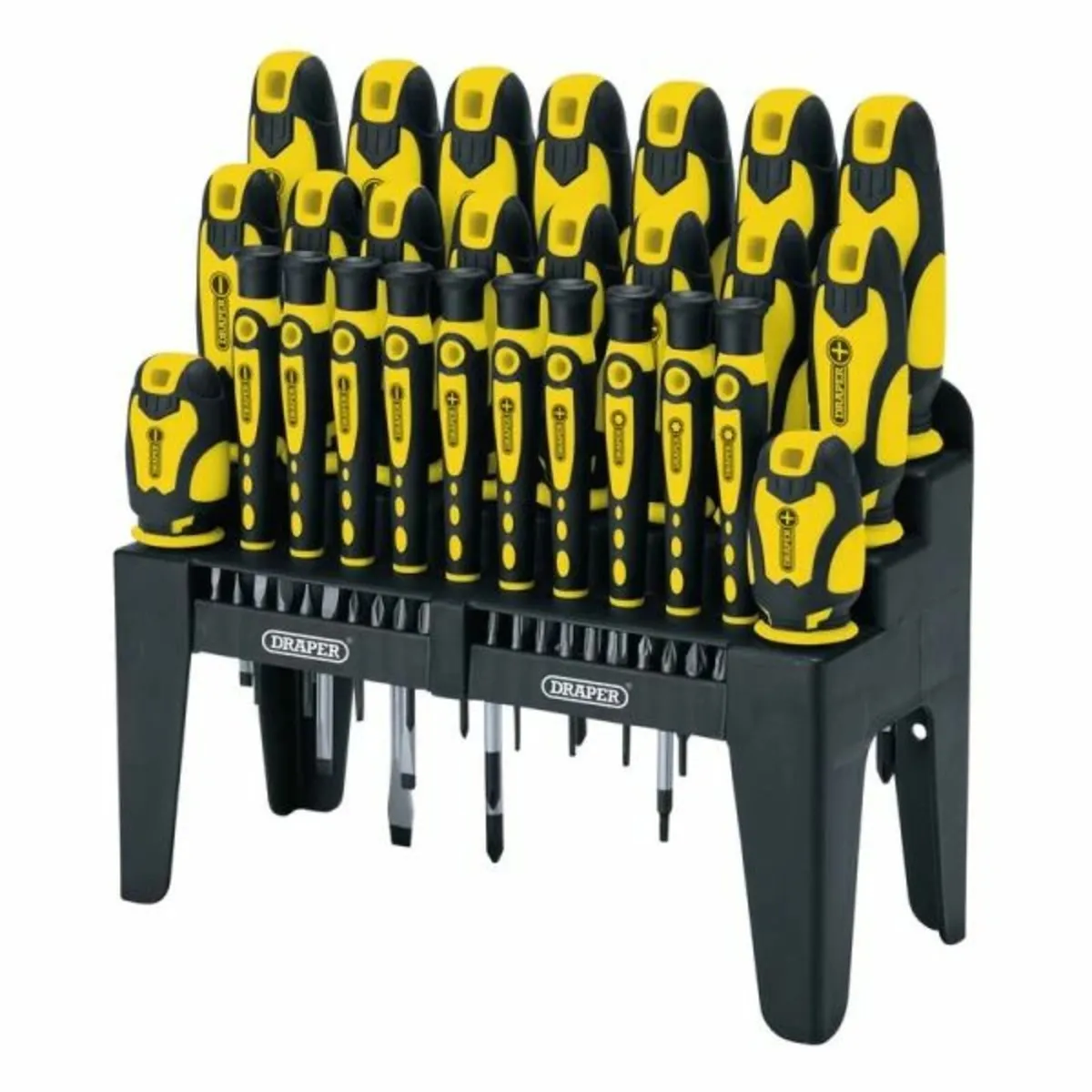 Draper Soft Grip Screwdriver and Bit Set, Yellow (