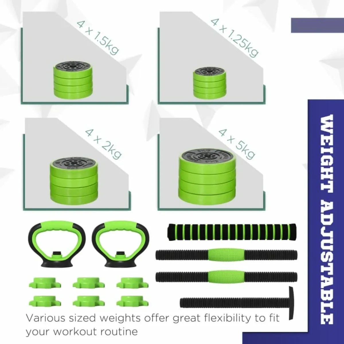 40kg Four-In-One Adjustable Weight Dumbbells Set, - Image 3