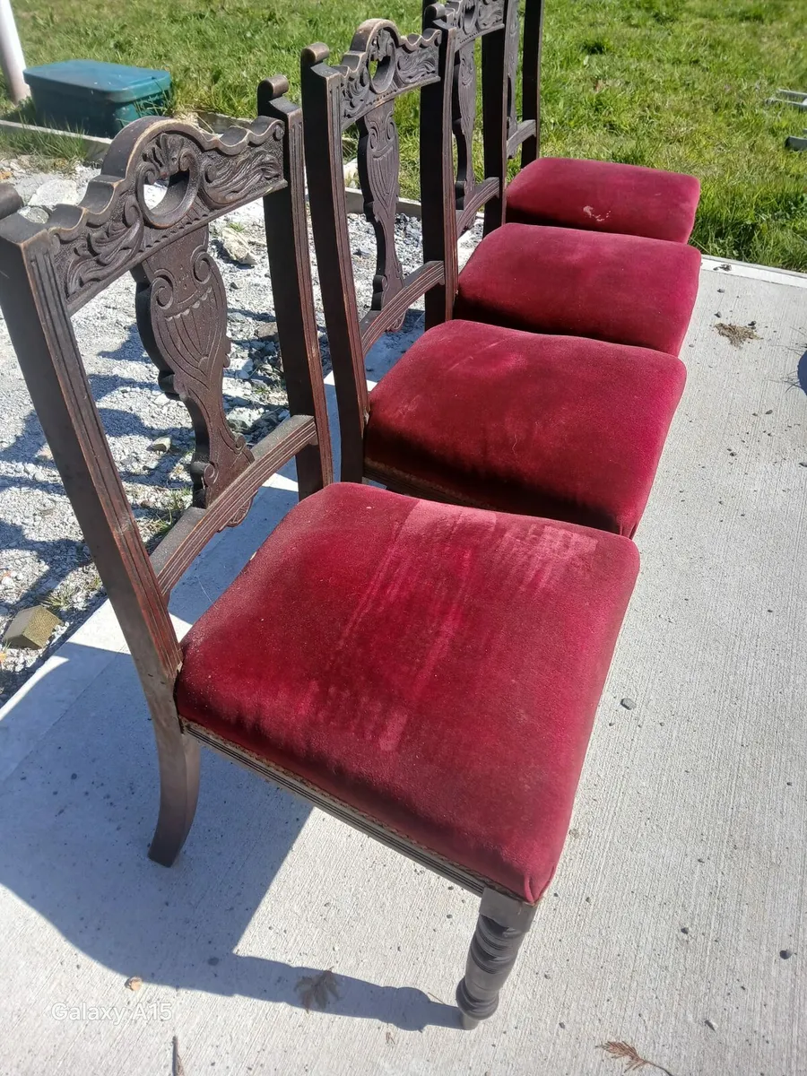 Antique table & 4 chairs - Image 4