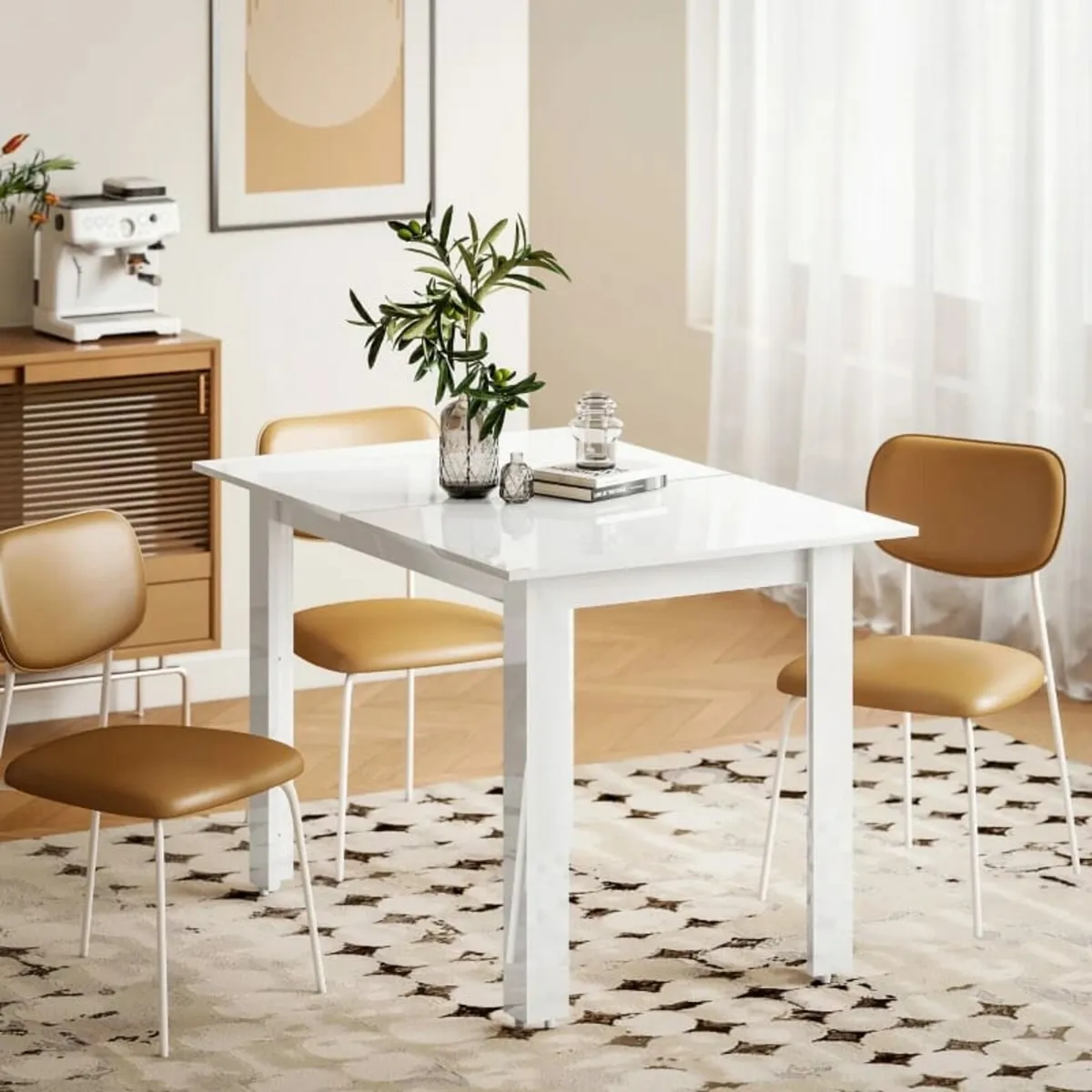 Extendable dining table, 120-160 x 70 cm, adjustab - Image 3