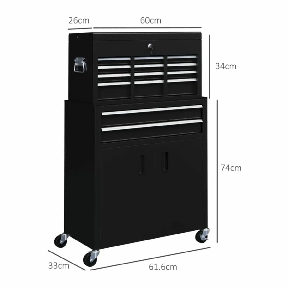Tool Box, Metal Tool Chest on Wheels with 6 Drawer - Image 3