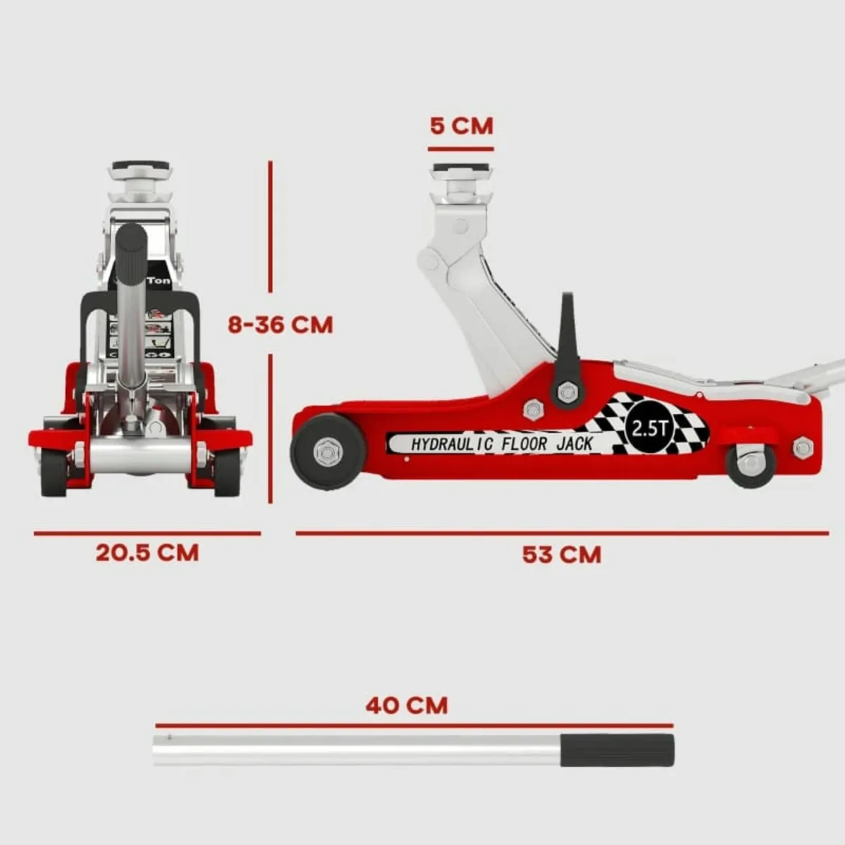 Hydraulic Low Profile Floor Jack, 2.5 Tonne Heavy - Image 4