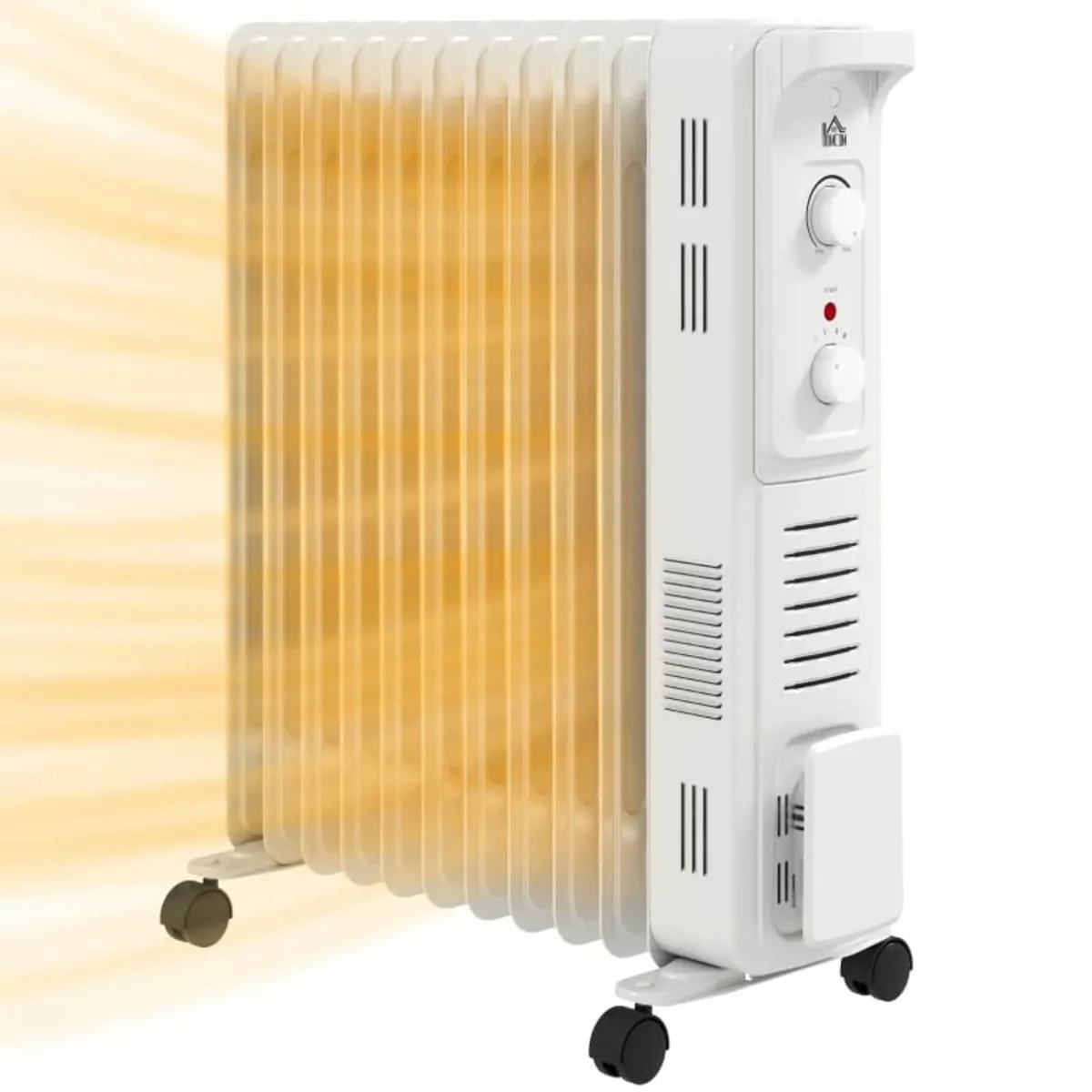 2.5kW 11 Fin Oil-Filled Radiator - White - Image 2