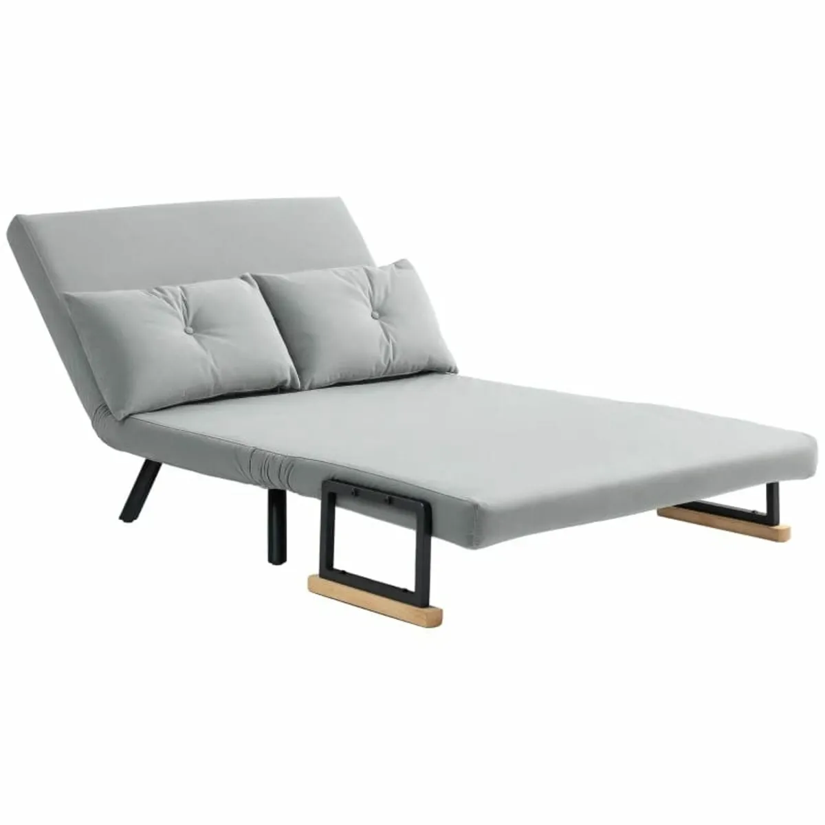 4-in-1 Velvet-Feel Double Sofa Bed, with Pillows - - Image 2