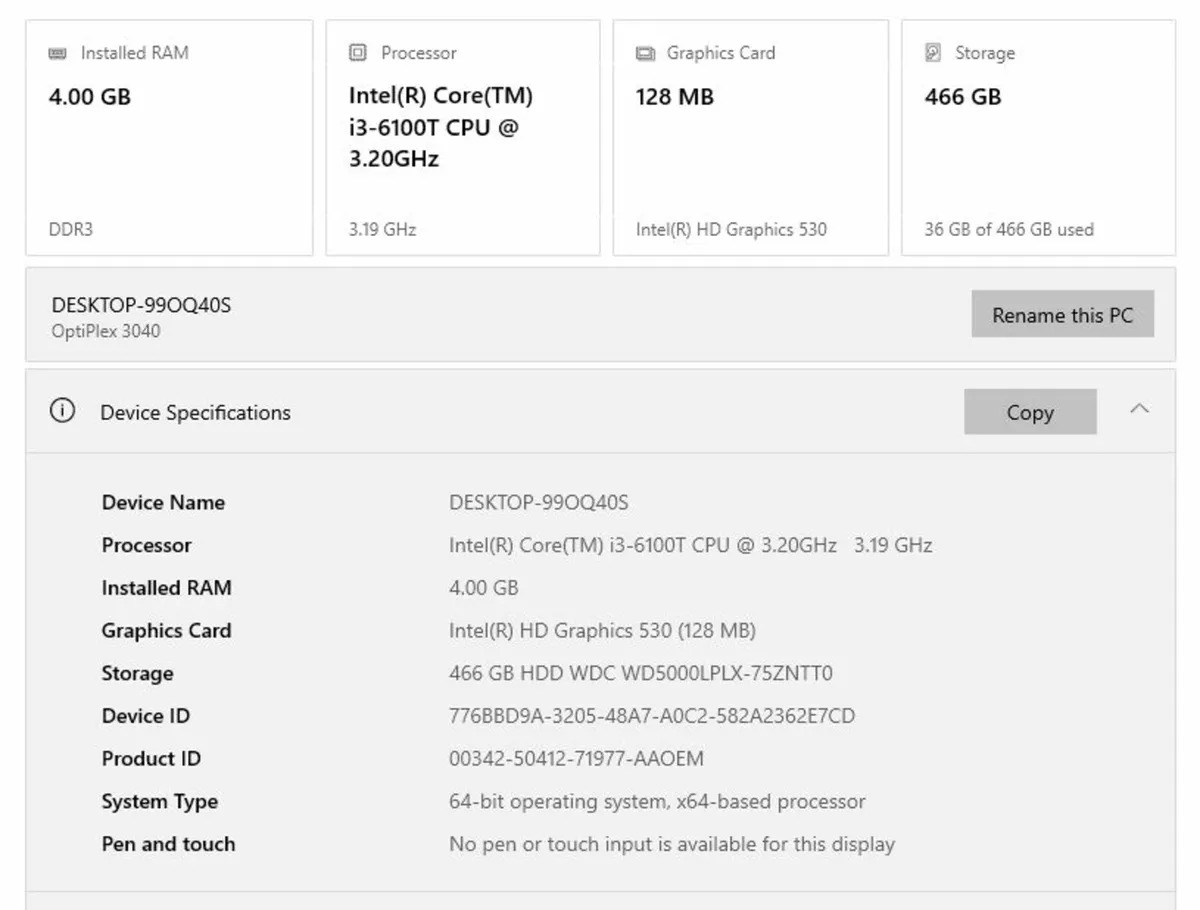 Dell Optiplex 3040 MFF i3/4GB/500HDD/Win 10 Pro - Image 3