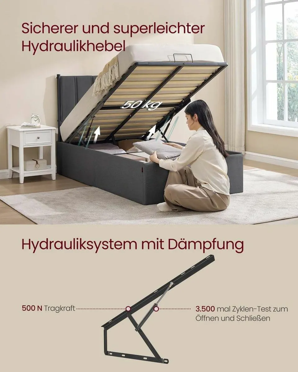 Hydraulic Ottoman Storage Bed Single - Image 2
