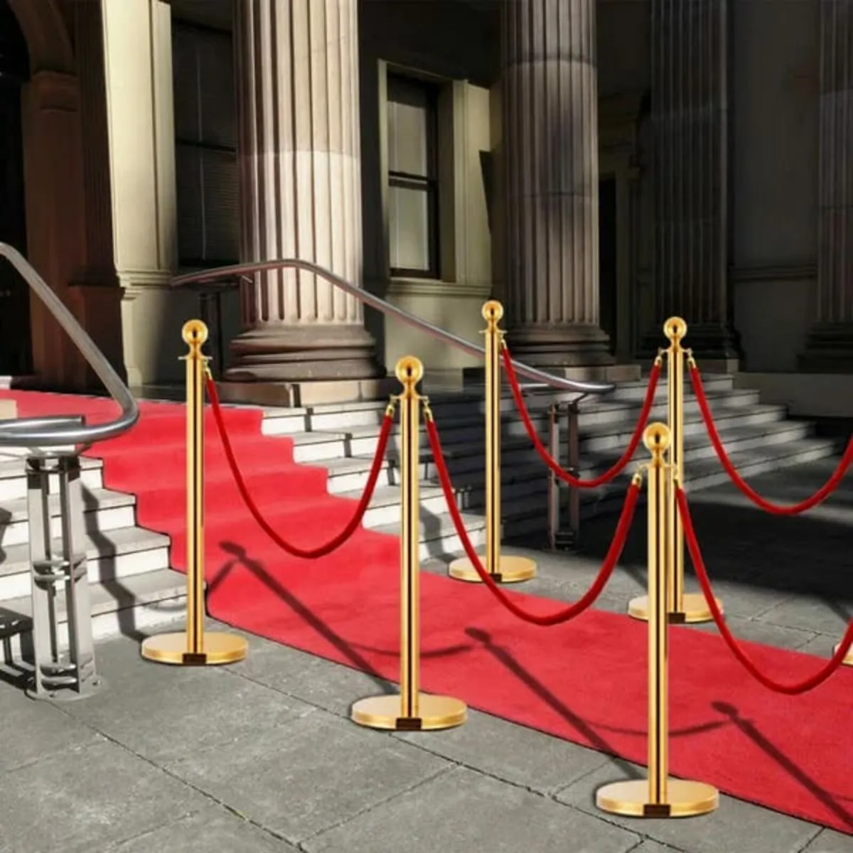 3 Piece VIP Queue Barrier Set Stainless Steel Gold - Image 2