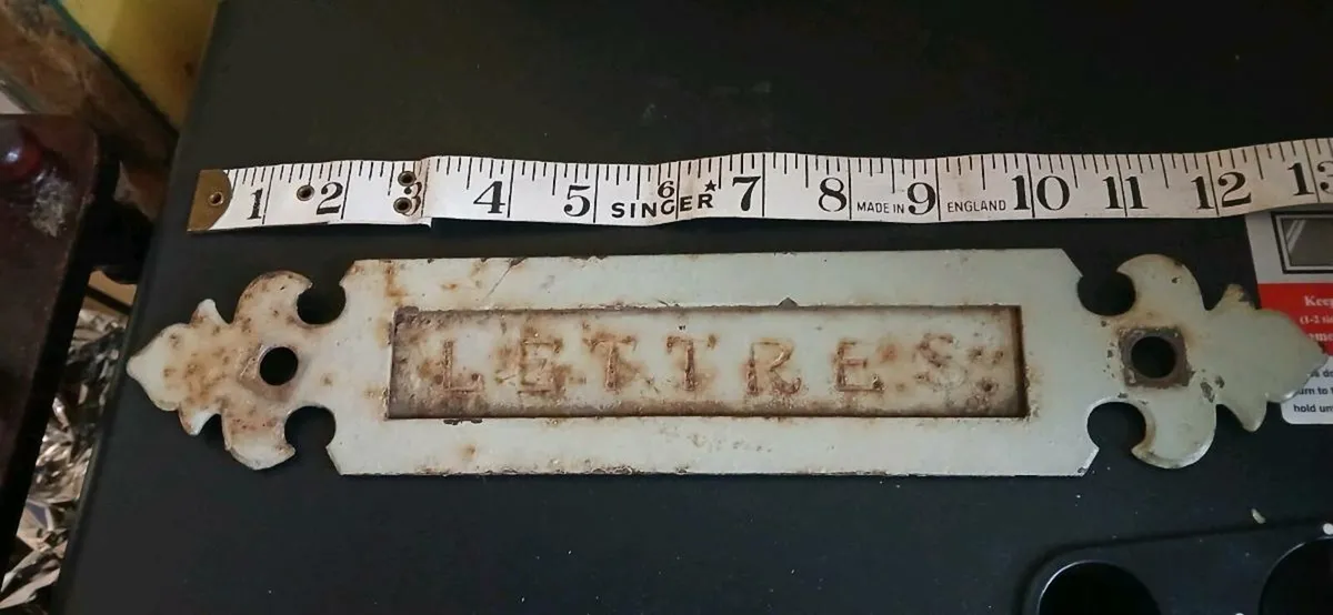 Antique Metal letterbox for door - Image 3