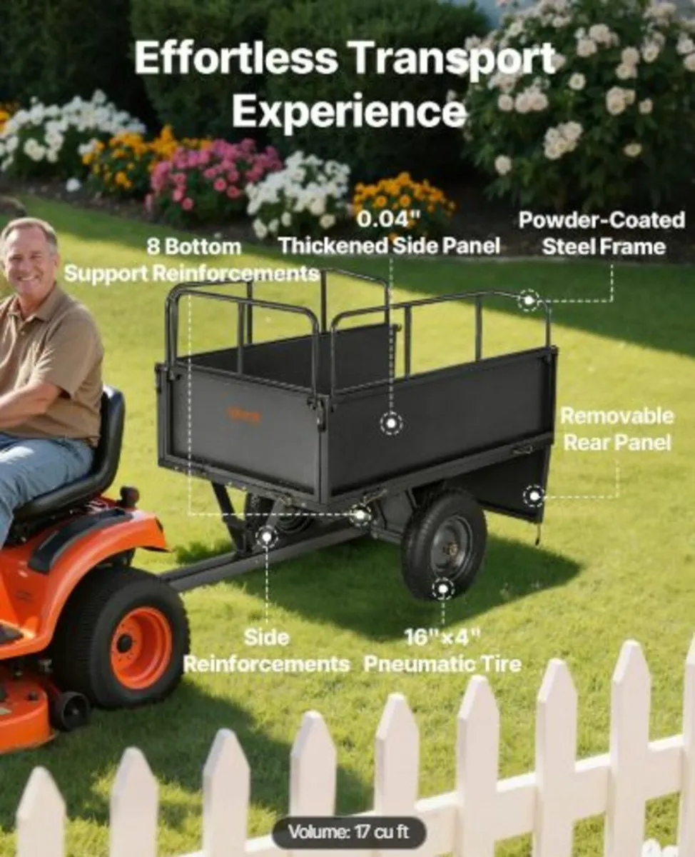 Garden Utility Trailer, 17 Cu. Ft &272 kg Capacity - Image 2