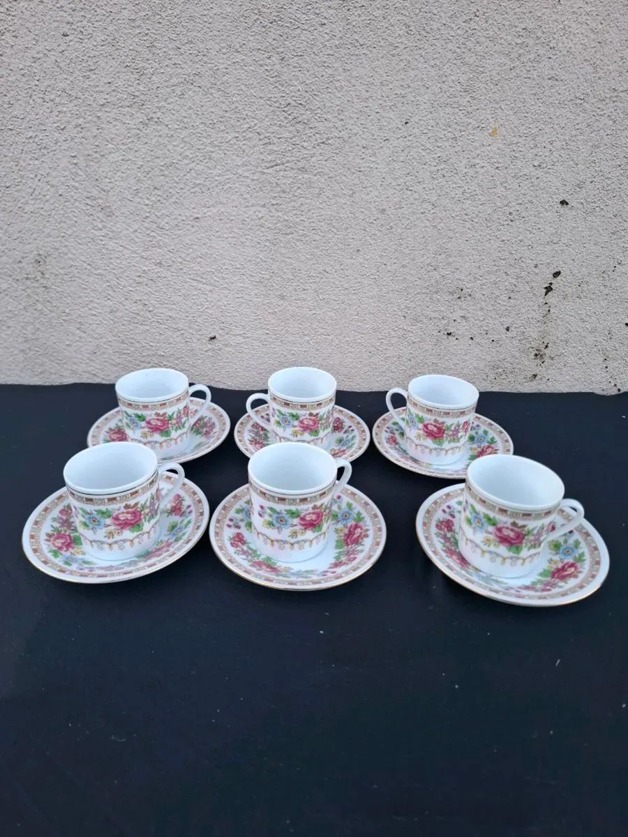 6 china espresso cups and saucers postage possible - Image 1