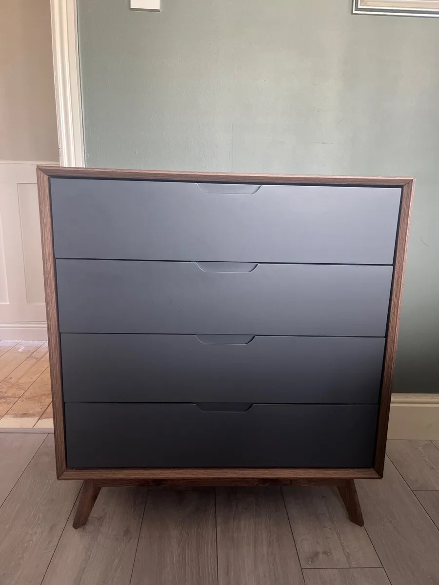 Grey and brown wood 4 drawer Chest of Drawers - Image 1
