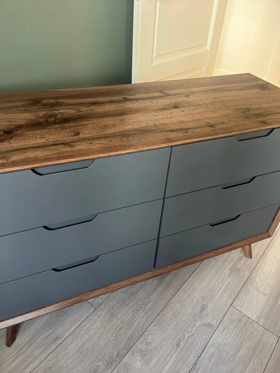 Grey and brown wood 6 drawer Chest of Drawers - Image 1