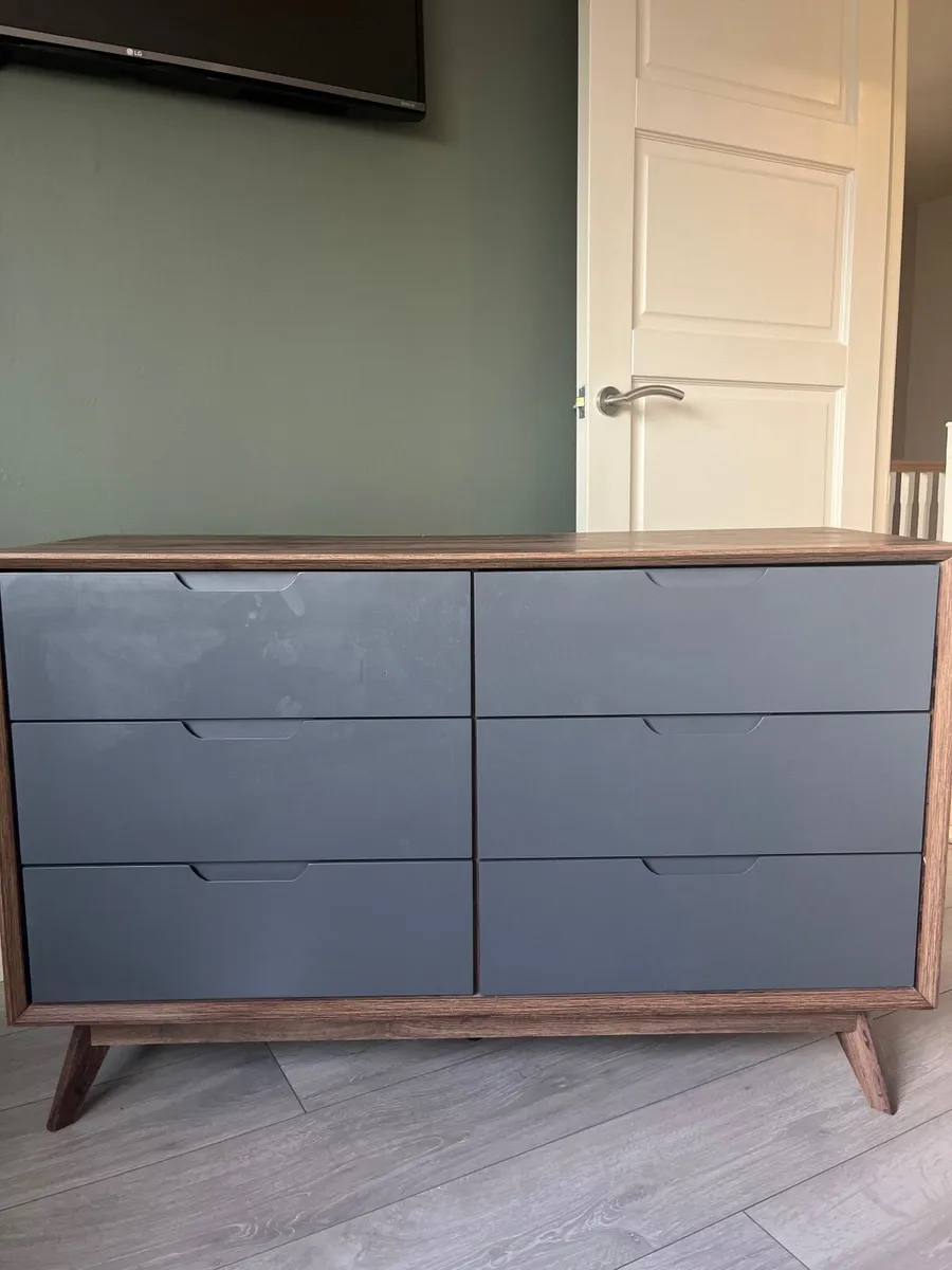 Grey and brown wood 6 drawer Chest of Drawers - Image 3