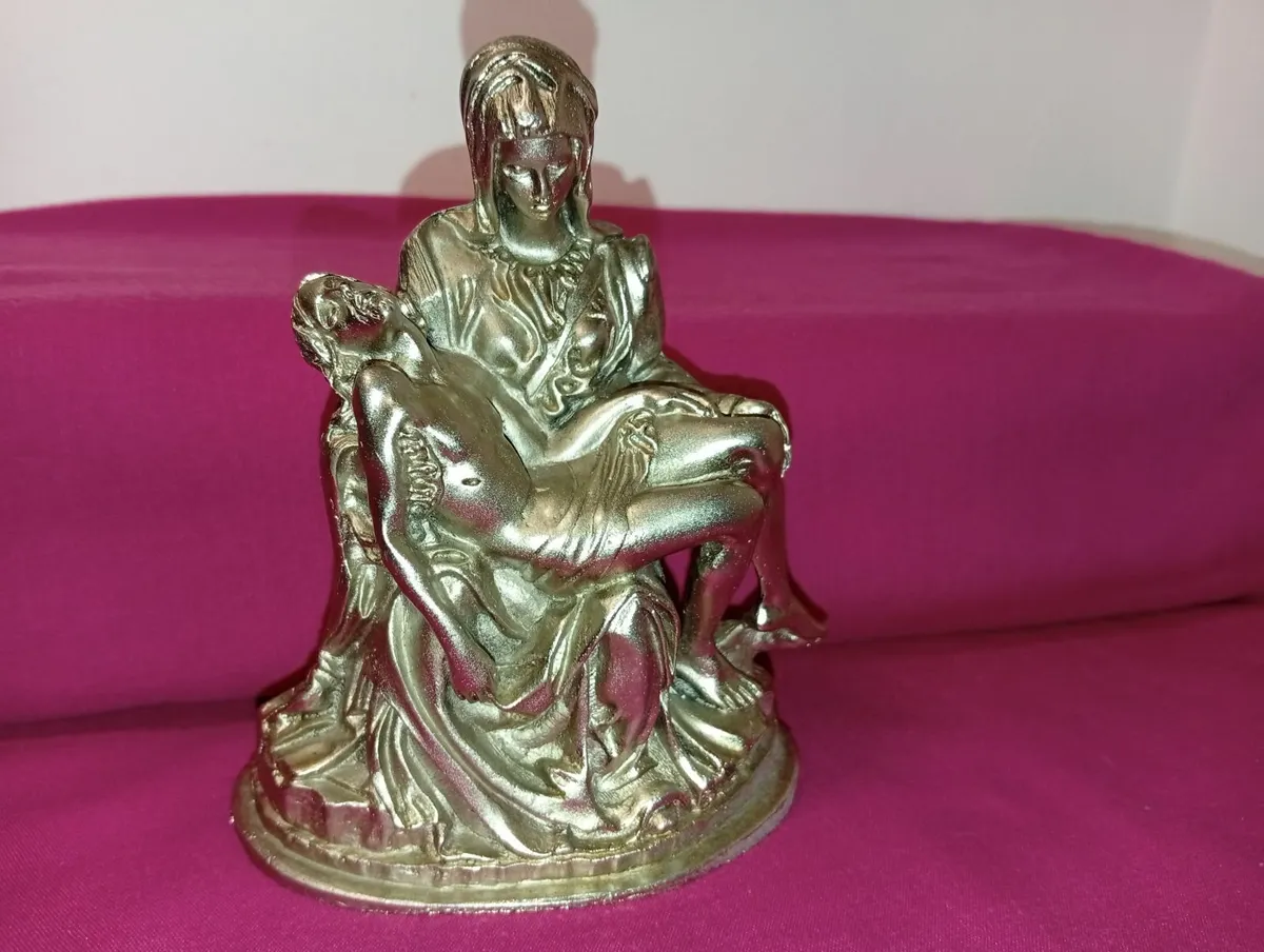 Vintage Italian Cast Metal-gold Finish Religious - Image 1