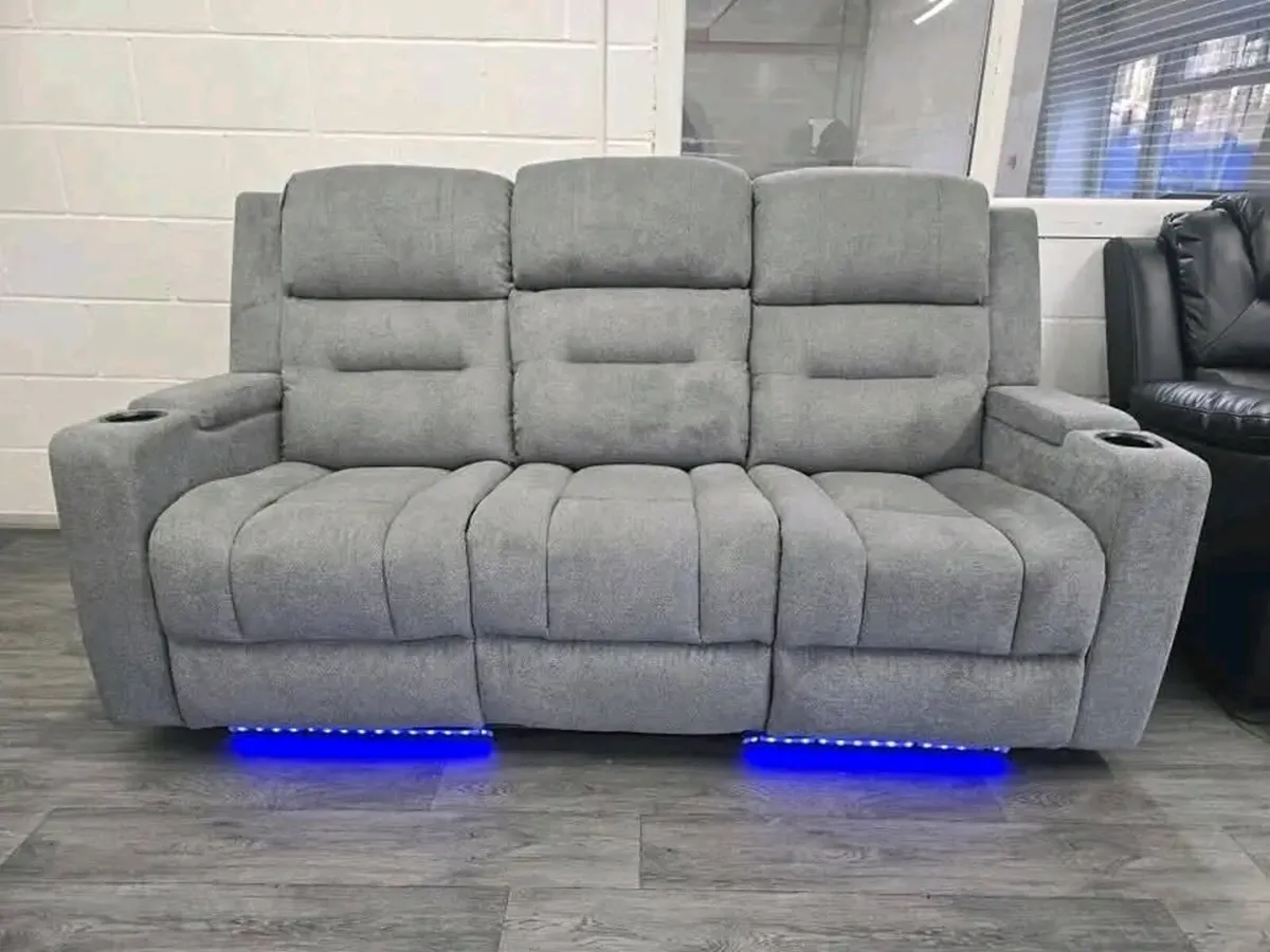 Titan 3+2 Grey Fabric Electric Recliner Sofa - Image 3
