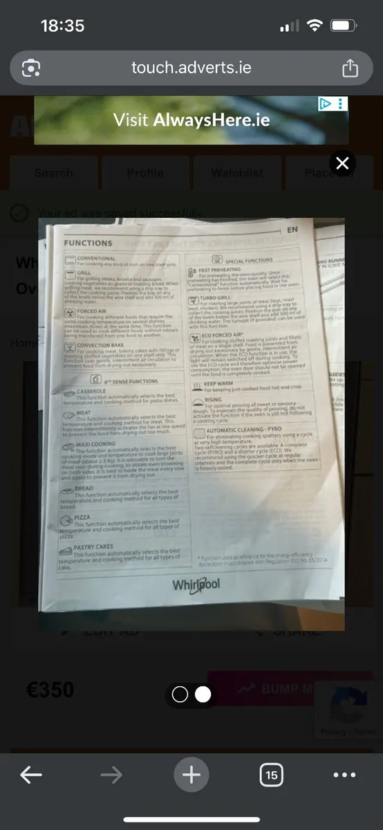 Whirlpool Single Oven - Image 2