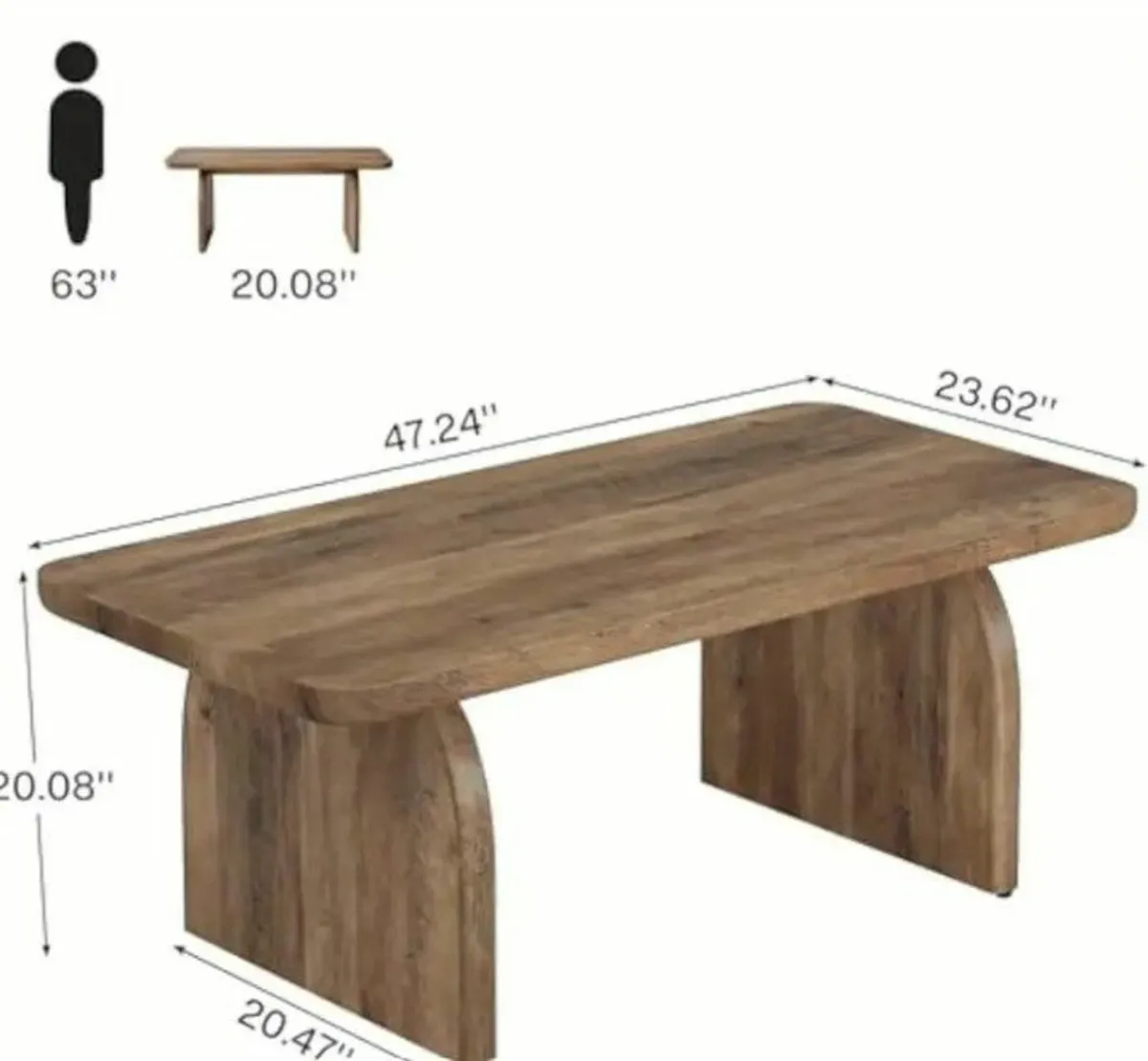 Coffee Table Mid-Century Style Sleek Oak Look - Image 4