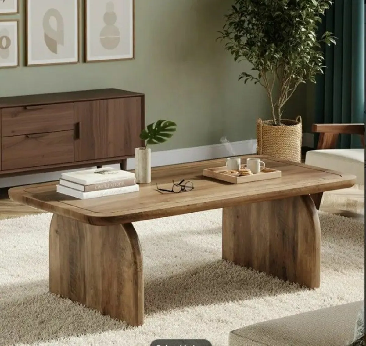 Coffee Table Mid-Century Style Sleek Oak Look - Image 1
