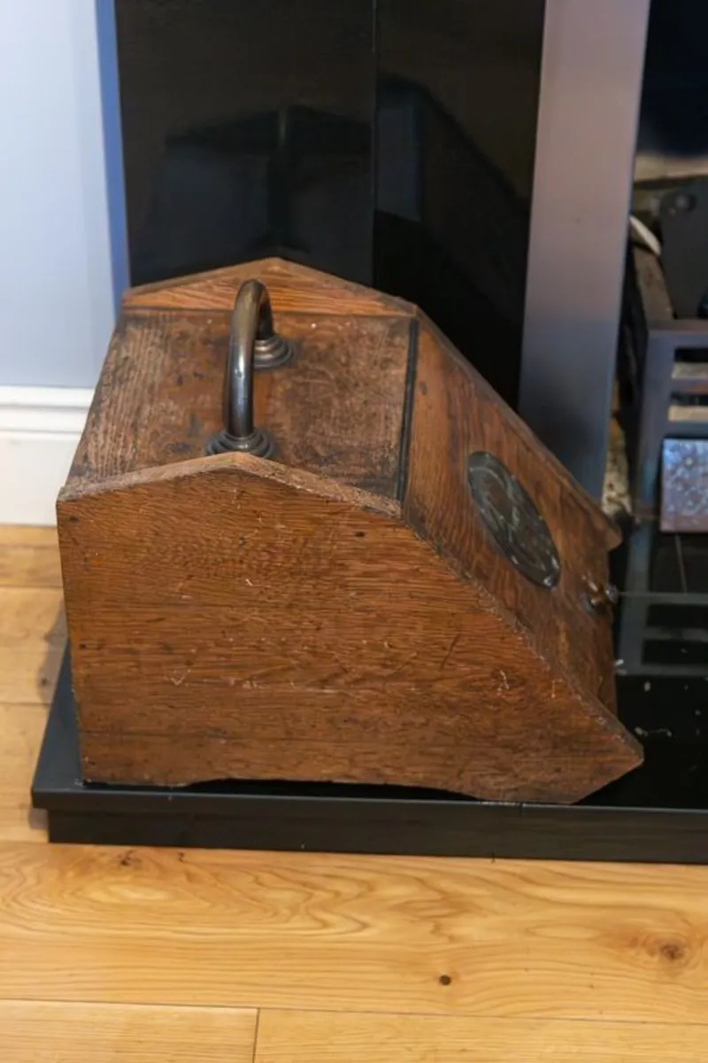 Antique Art Nouveau Style Purdonium, Antique Solid Wood Coal Scuttle - Image 3