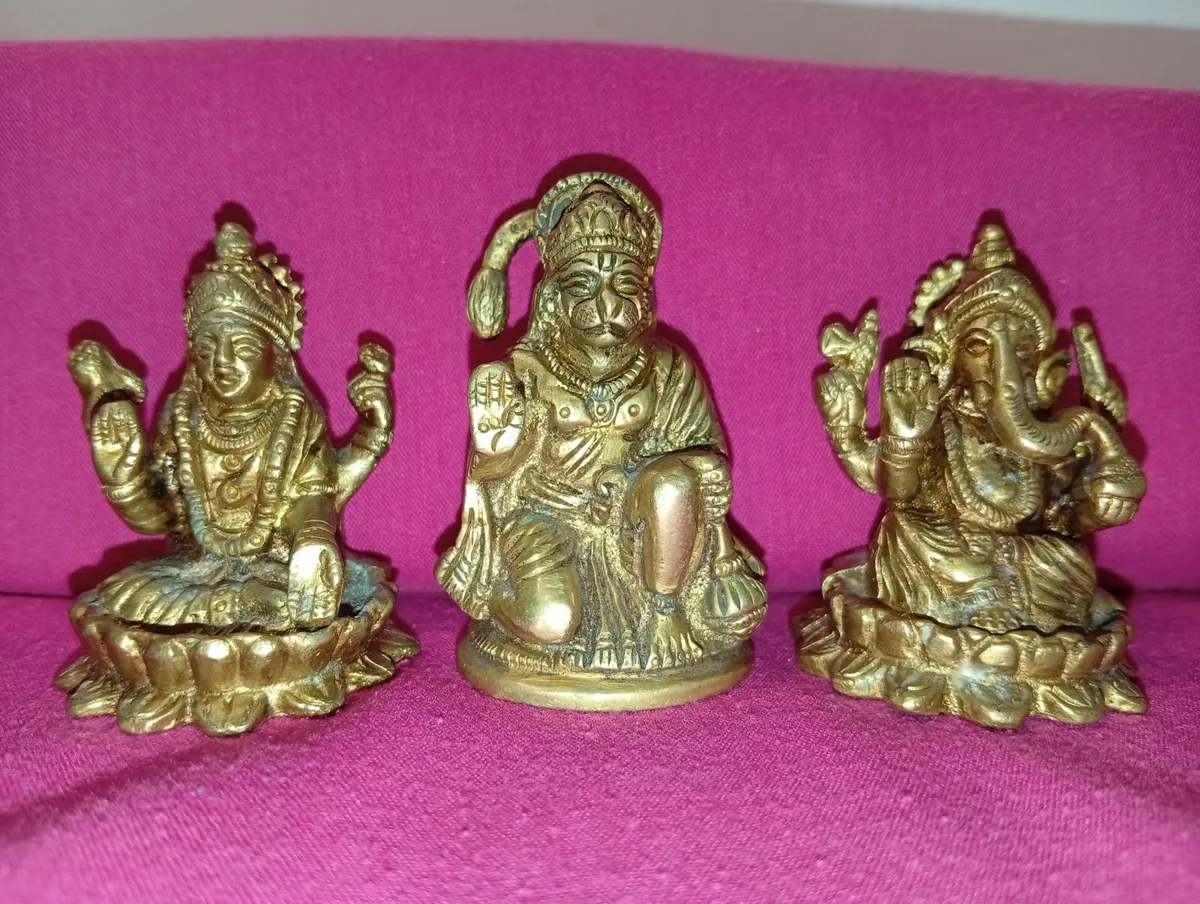 Vintage Brass hindu God Collection Hanuman Lakshmi - Image 1