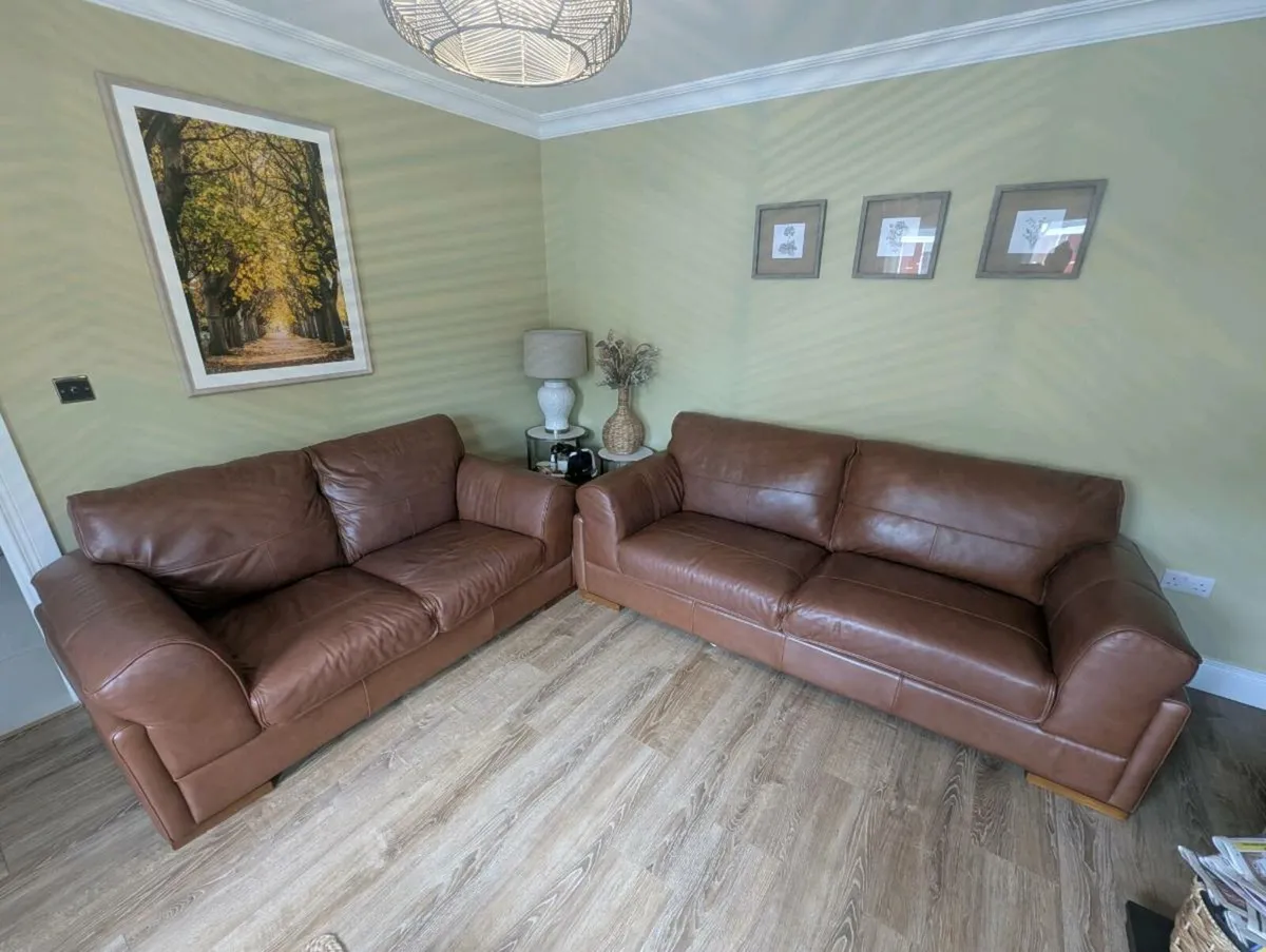 2 Piece Leather Sofa - Image 1